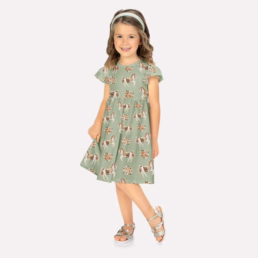 Vestido Milon Infantil Menina Estampa Horse
