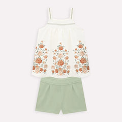 Conjunto Milon -  Flores verde chá