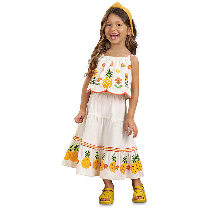 Conjunto Nanai Abacaxi - Cropped  e Sai Longa