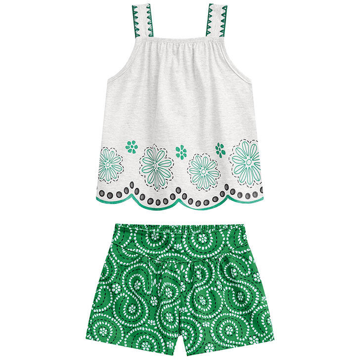 Conjunto Nanai Branco - Flores de Verão