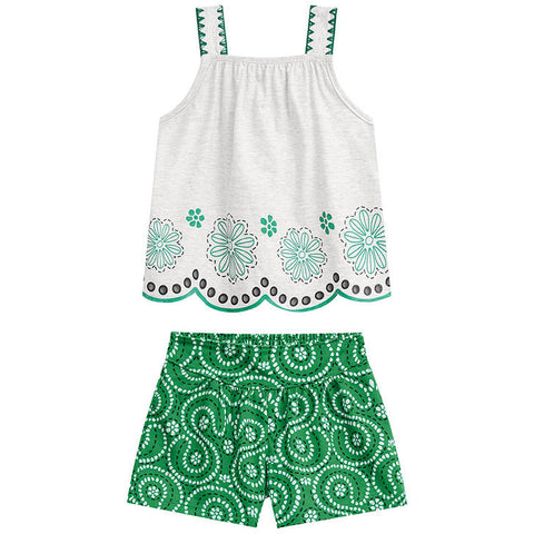 Conjunto Nanai Branco - Flores de Verão