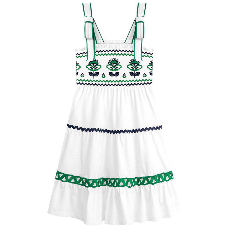 Vestido Nanai Branco - Bordados Flores