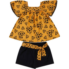 Conjunto Kyly - Corações Amarelo