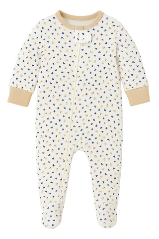 Pijama kidz com pezinho - Floral punho marron