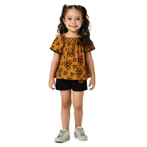 Conjunto Kyly - Corações Amarelo