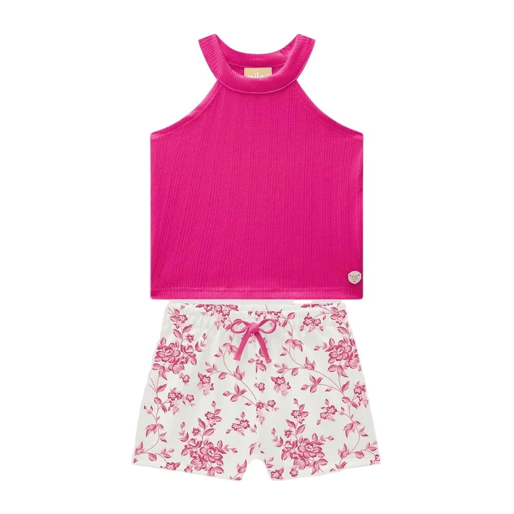Conjunto Milon Infantil Menina Estampa Rosa