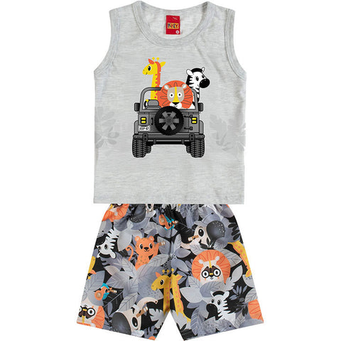 Conjunto Kyly Masculino - Bichinhos Safari Mescla