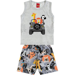 Conjunto Kyly Masculino - Bichinhos Safari Mescla