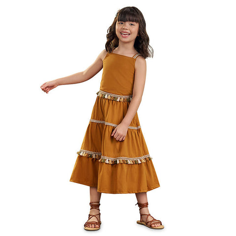 Conjunto Nanai Marron - Cropped  e Sai Longa