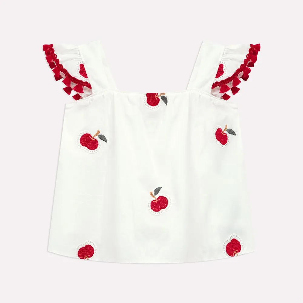 Conjunto Nanai Branco - Cerejinhas vermelhas