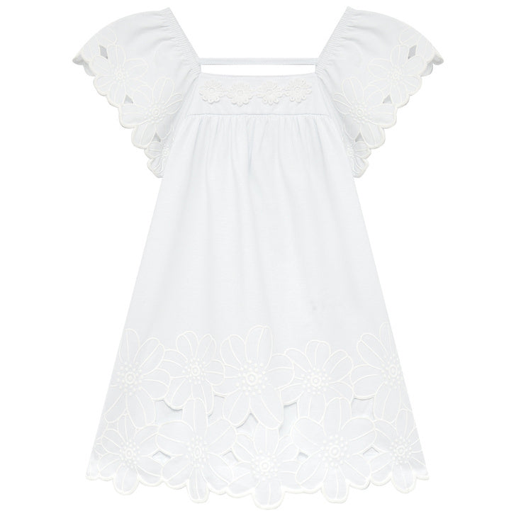 Vestido Nanai Branco - Aplicação Flores