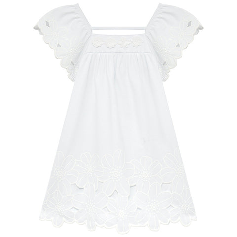 Vestido Nanai Branco - Aplicação Flores