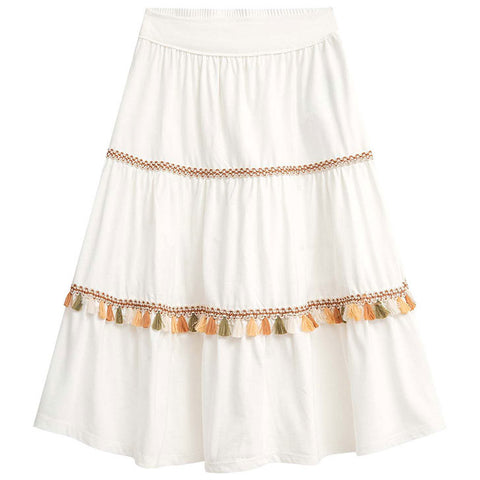 Conjunto Nanai Branco - Cropped  e Sai Longa