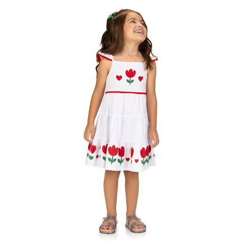Vestido Kyly - Encanto das Tulipas Vermelhas