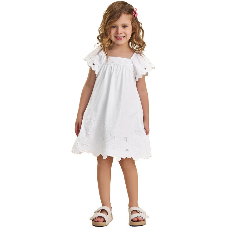 Vestido Nanai Laranja - Aplicação Flores
