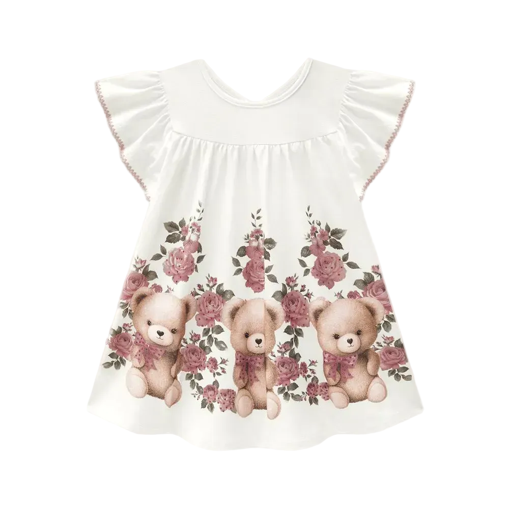 Vestido Milon Off - Ursinho Floral Off-White