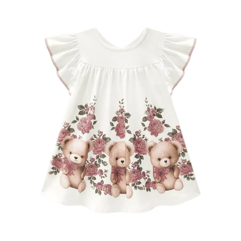 Vestido Milon Off - Ursinho Floral Off-White