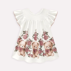 Vestido Milon Off - Ursinho Floral Off-White