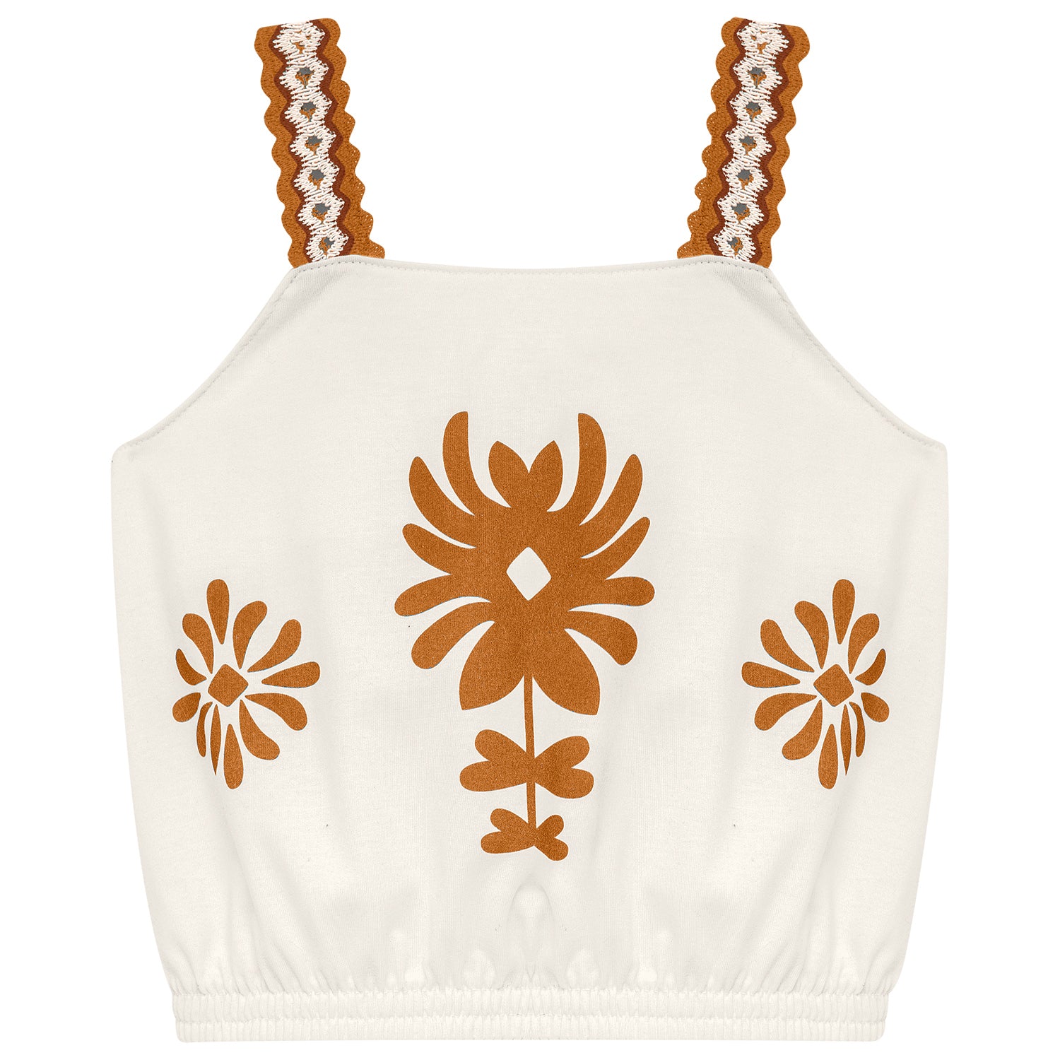 Conjunto Nanai Branco - Cropped  e Sai Longa