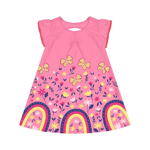 Vestido Kyly Menina - Arco Iris no Jardim das Borboletas