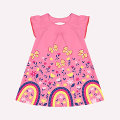 Vestido Kyly Menina - Arco Iris no Jardim das Borboletas