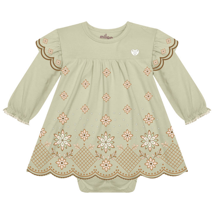 Vestido Milon - Flores verde chá