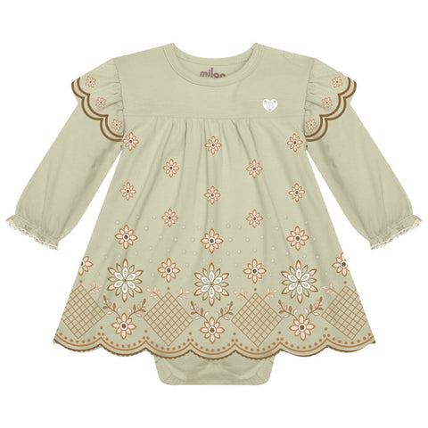 Vestido Milon - Flores verde chá