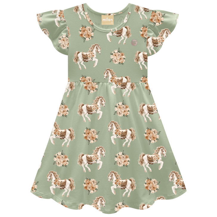 Vestido Milon Infantil Menina Estampa Horse