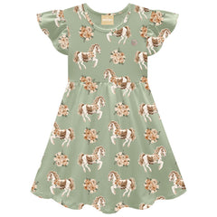 Vestido Milon Infantil Menina Estampa Horse