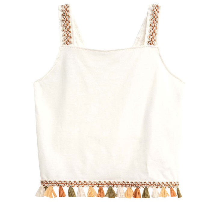 Conjunto Nanai Branco - Cropped  e Sai Longa