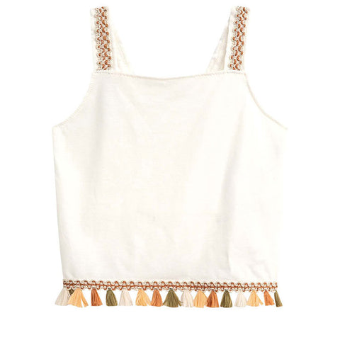 Conjunto Nanai Branco - Cropped  e Sai Longa