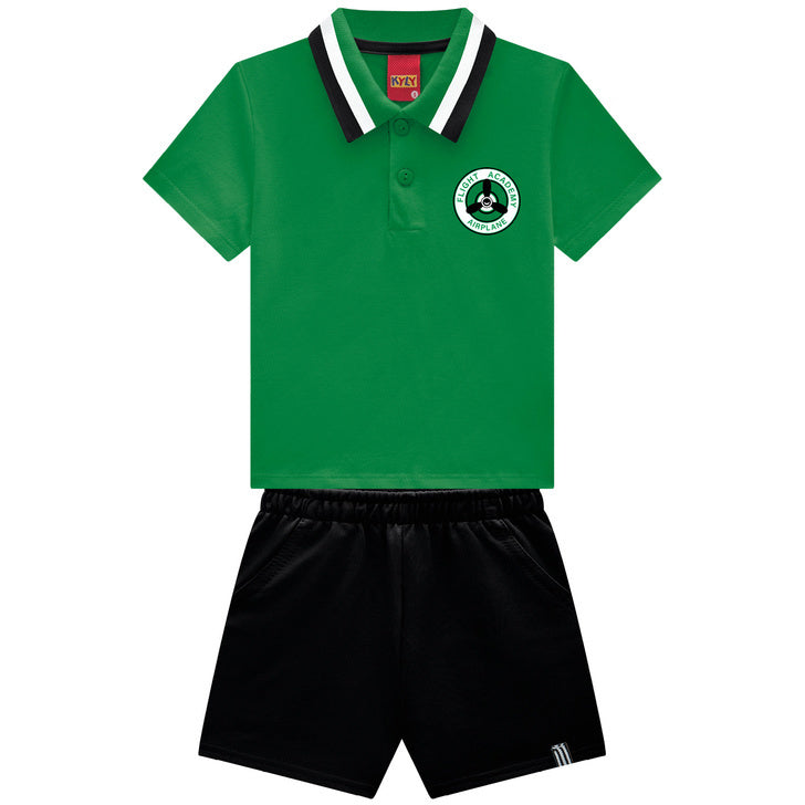 Conjunto Kyly Masculino -  Gola Polo Airplane Green