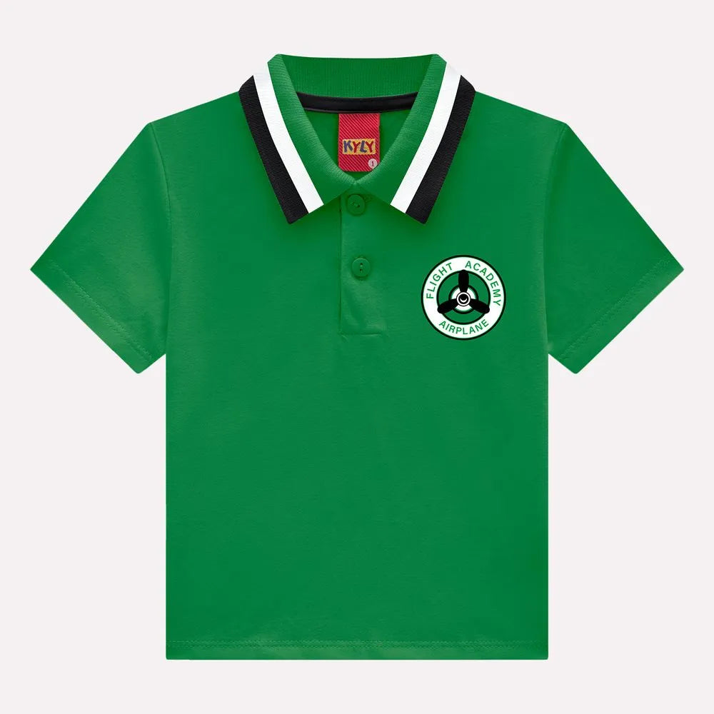 Conjunto Kyly Masculino -  Gola Polo Airplane Green