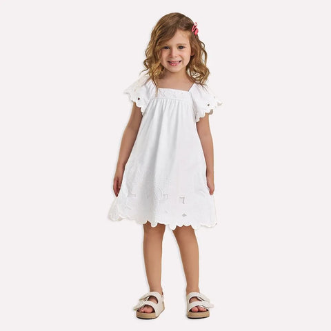 Vestido Nanai Branco - Aplicação Flores