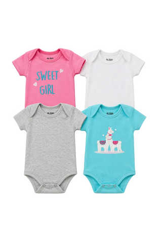Kit 4 Bodies Premium M. Kids para Bebê - Lhama